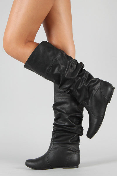 Slouchy Round Toe Knee High Flat Boot – The Shoe and Scarf