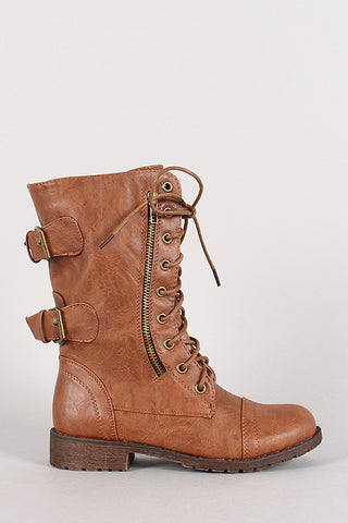Lug-12N Zipper Round Toe Military Lace Up Boot