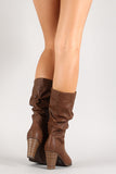 Breckelle Slouchy Almond Toe Heeled Mid Calf Boot