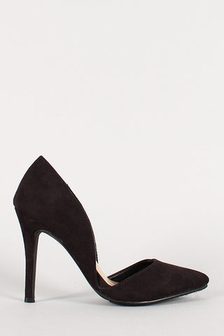 Breckelle Faux Suede Pointy Toe Sweetheart Pump