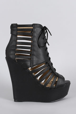 Strappy Lace Up Platform Wedge