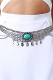 Oval Turquoise Boho Chain Belt