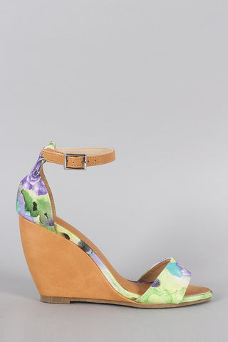 Floral Print Ankle strap Wedge
