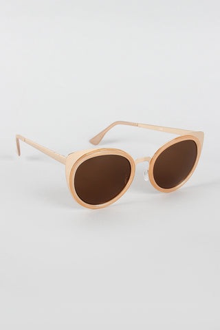 Metallic Frame Cat Eye Sunglasses