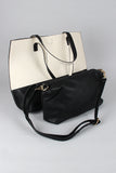 Pebbled Leatherette Two-Tone Reversible Bag