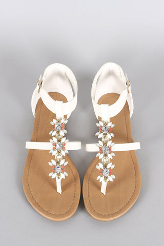 City Classified Cluster Jeweled Thong Flat Sandal