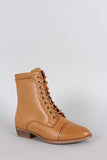 Bamboo Pointy Toe Flat Lace Up Boot