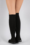 Suede Round Toe Riding Thigh High Boot