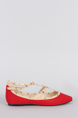 Bamboo Studded Cage Pointy Toe Flat