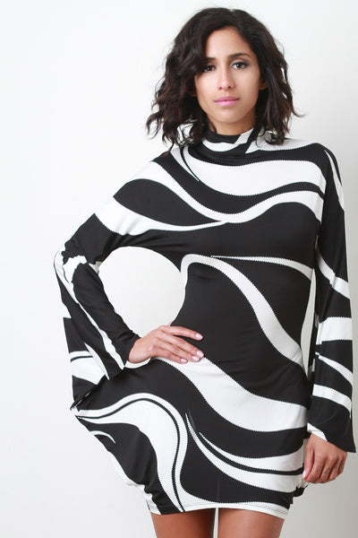 Jagged Swirl Connected Bell Sleeve Dress The Shoe and Scarf Jagged Swirl Connected Bell Sleeve Dress The Shoe and Scarf