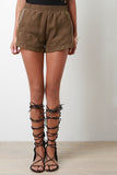 Embroidered Suede Shorts