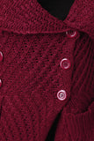 Open Knit Collared Longline Sweater Coat