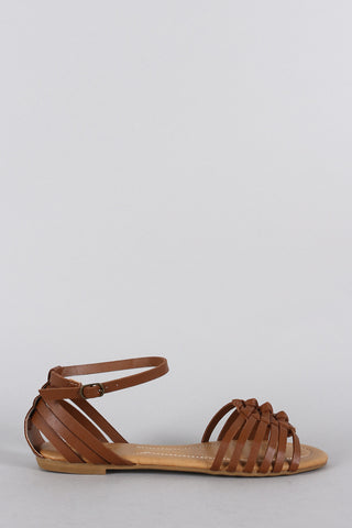 Bamboo Strappy Knotted Open Toe Fisherman Flat Sandal