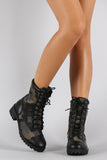Dollhouse Camouflage Round Toe Lace Up Combat Boots