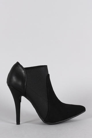 Anne Michelle Elastic Pointy Toe Stiletto Heeled Booties