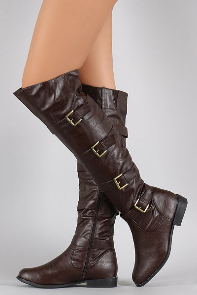 【ACLENT】Round buckle long boots ACLENT】Round buckle long boots Over The Knee High Boots