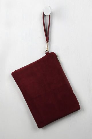 Two-Sided Suede And Vegan Leather Clutch