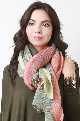 Muted Multicolor Plaid Thin Knit Scarf