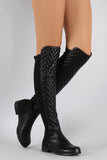 Bamboo Quilted Stretchy Over-The-Knee Riding Boots