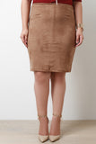 Paneled Suede Pencil Skirt