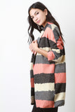 Asymmetrical Stripe Long Sleeves Sweater Coat