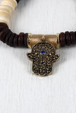 Hamsa Peace Wood Beads Bracelet