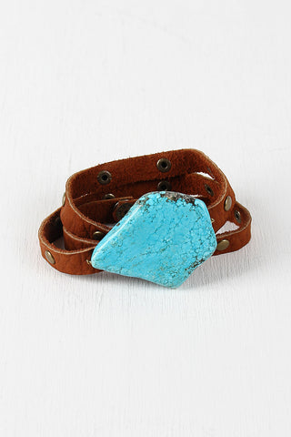 Turquoise Studded Vegan Leather Wrap Bracelet