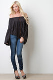 Bell Sleeved Off-the-Shoulder Peasant Top