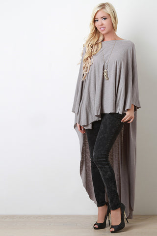 Wing Sleeve High Low Top