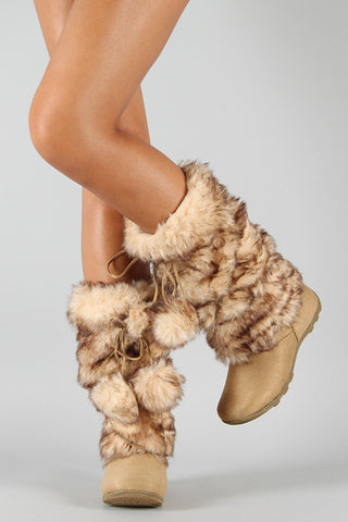 Pom Pom Fur Eskimo Mid-Calf Boot