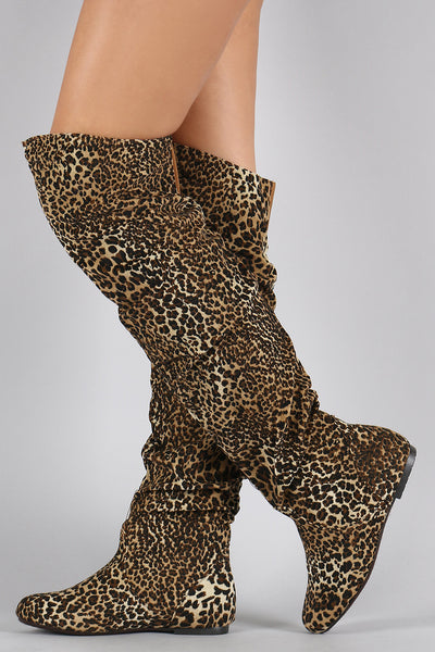 Leopard Slouchy Thigh High Boot