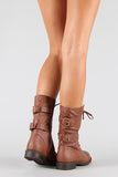 Military Lace Up Mid Calf Boot