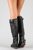 Breckelle Double Buckle Ruched Riding Knee High Boot