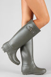 Bamboo Round Toe Knee High Rain Boot