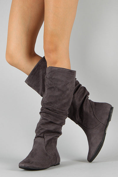 Soda Zuluu-S Suede Slouchy Knee High Flat Boot