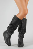 Slouchy Round Toe Knee High Flat Boot