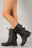 Lug-12N Zipper Round Toe Military Lace Up Boot