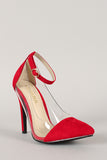 Velvet Pointy Toe Ankle Strap Pump