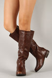 Elastic Back Round Toe Riding Knee High Boot