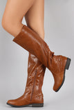 Elastic Back Round Toe Riding Knee High Boot