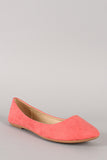 Faux Suede Round Toe Ballet Flat