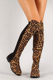 Leopard Round Toe Riding Thigh High Boot