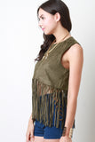 Faux Suede Fringe Top