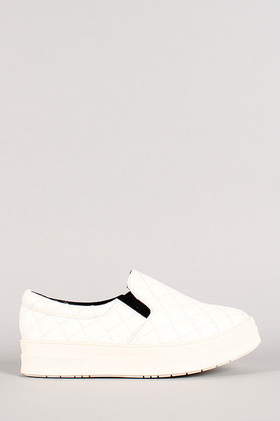 Quilted Leatherette Slip On Sneaker