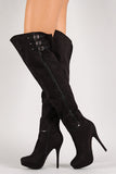 Triple Strap Collar Thigh High Boot