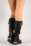 Metallic Accent Mid Calf Riding Boot