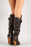 Slouchy Tapered Heel Knee High Boot