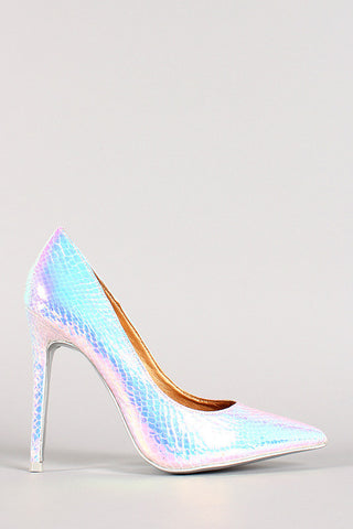 Shoe Republic Iridescent Snake Pointy Toe Pump