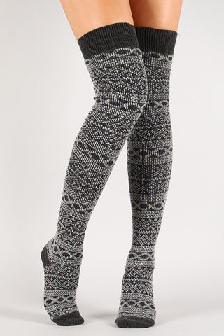 Fair Isle Thigh High Socks