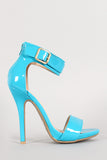 Wild Diva Patent Ankle Cuff Buckle Open Toe Heel